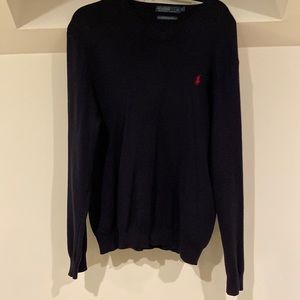 Polo 100% cotton navy V-neck sweater